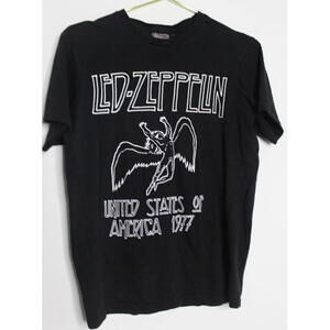 Led Zeppelin USA of 1977 Black White Tshirt - Small